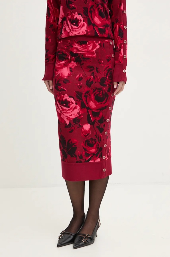 Φούστα δυο όψεων Blugirl Blumarine εμπριμέ μπορντό RF4032.MA98O