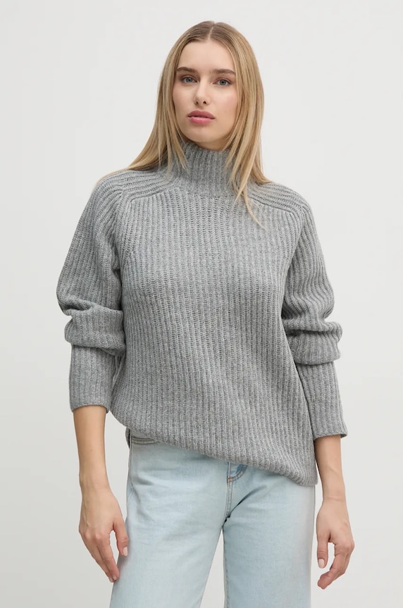 Mos Mosh sweter wełniany wełna szary 165750