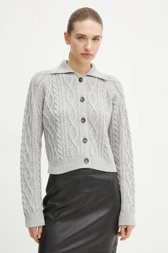 Liviana Conti cardigan din amestec de lana imprimeu gri L4WG46