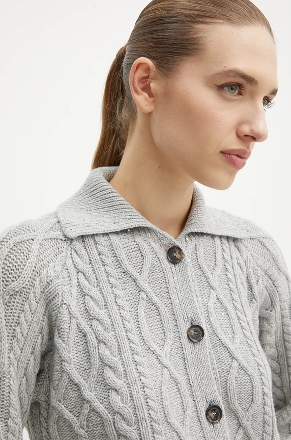 Liviana Conti cardigan din amestec de lana L4WG46 gri