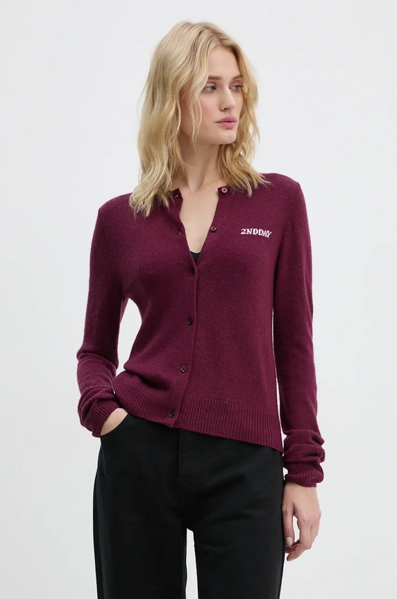 2NDDAY cardigan din amestec de lana Vinny TT uni violet 2245341408