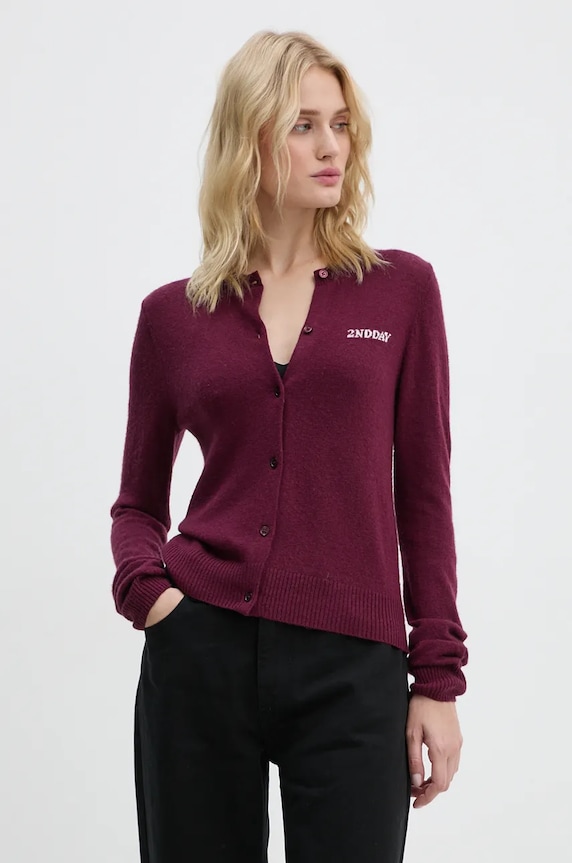 2NDDAY cardigan din amestec de lana Vinny TT uni violet 2245341408