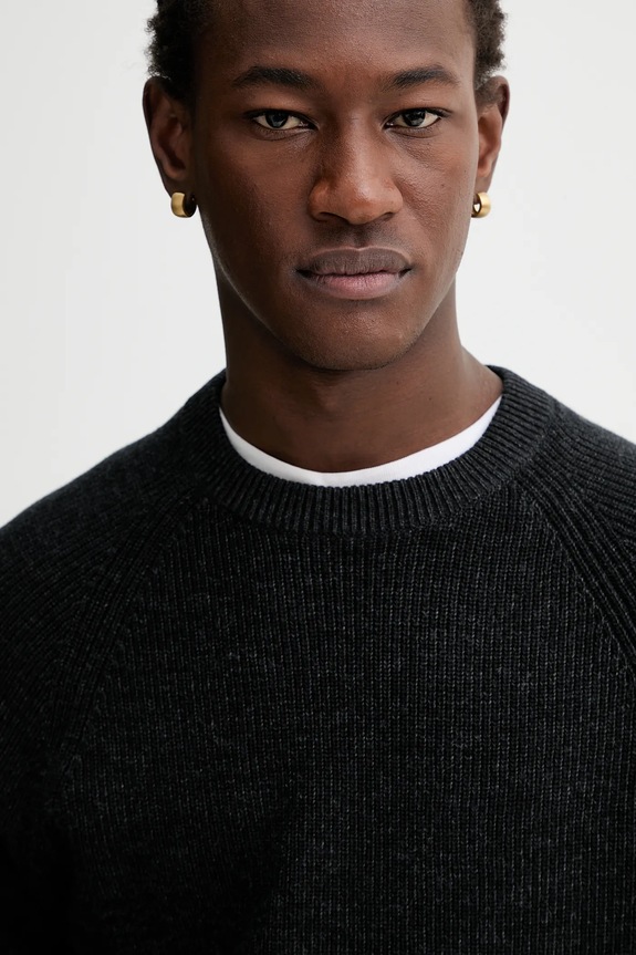 Πουλόβερ με προσθήκη μαλλιού Marc O'Polo μαύρο 531516060208