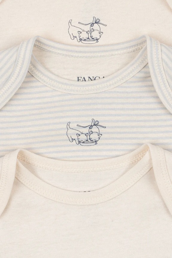 Băieți Fanga Fontana body bebe FIO STRIPE 3 PACK LS BODY OCS 3-pack FA100035 bej