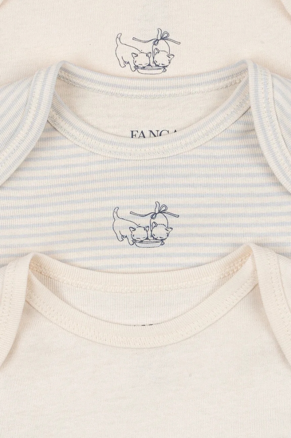 Băieți Fanga Fontana body bebe FIO STRIPE 3 PACK LS BODY OCS 3-pack FA100035 bej