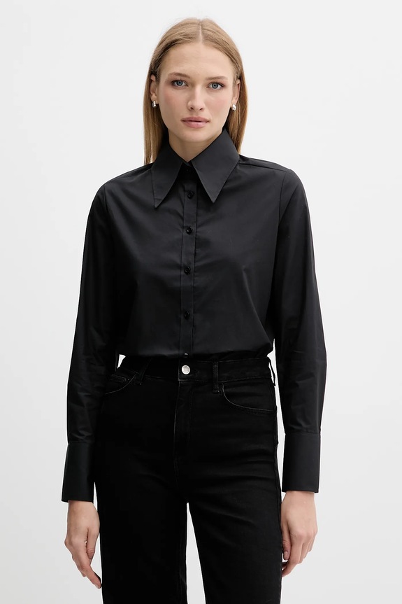 Silvian Heach camicia in cotone MASKA semplice nero GPA25512CA
