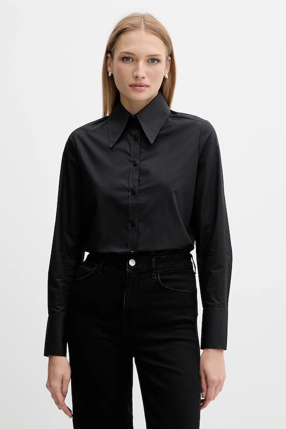 Silvian Heach camicia in cotone MASKA semplice nero GPA25512CA