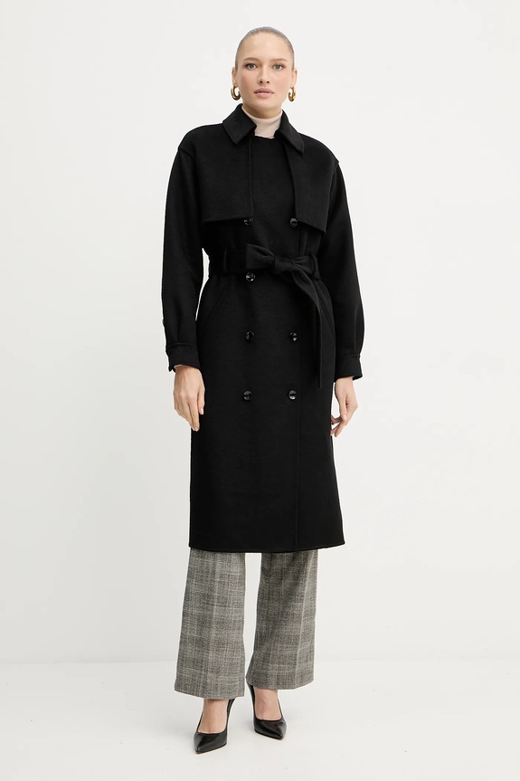 Vuneni kaput Silvian Heach GONZALEZ za prijelazno razdoblje crna GPA25162CP