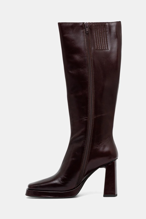 Obuwie Jeffrey Campbell kozaki skórzane Maximal JC.852.1.7 brązowy