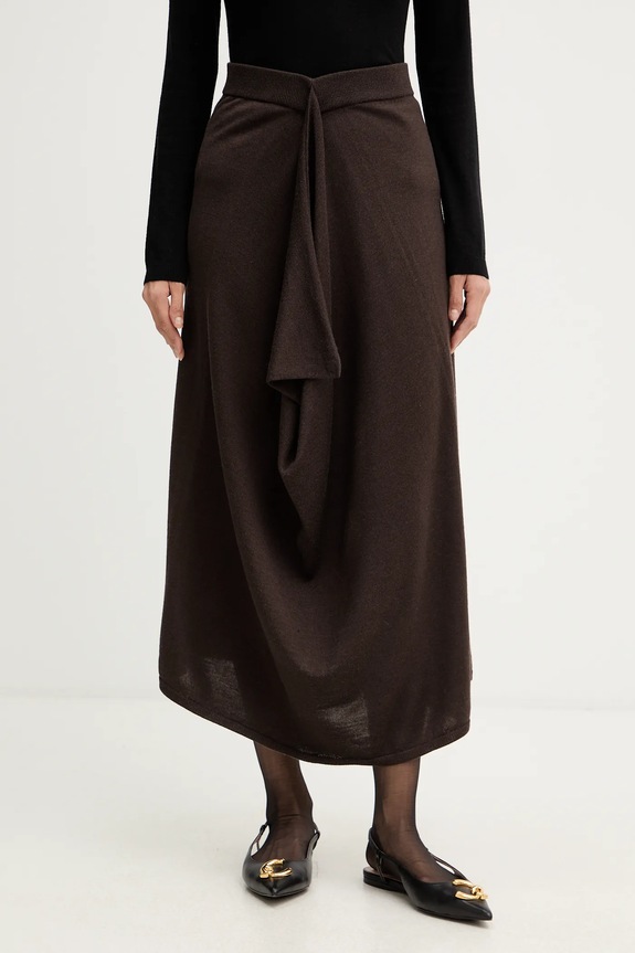 Μάλλινη φούστα Liviana Conti casual καφέ L5WA28