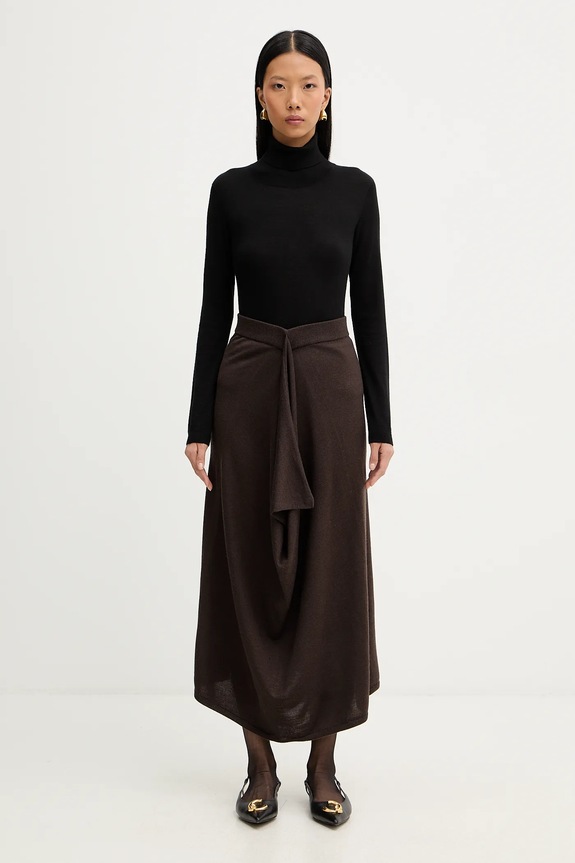 Μάλλινη φούστα Liviana Conti L5WA28 καφέ ZW25