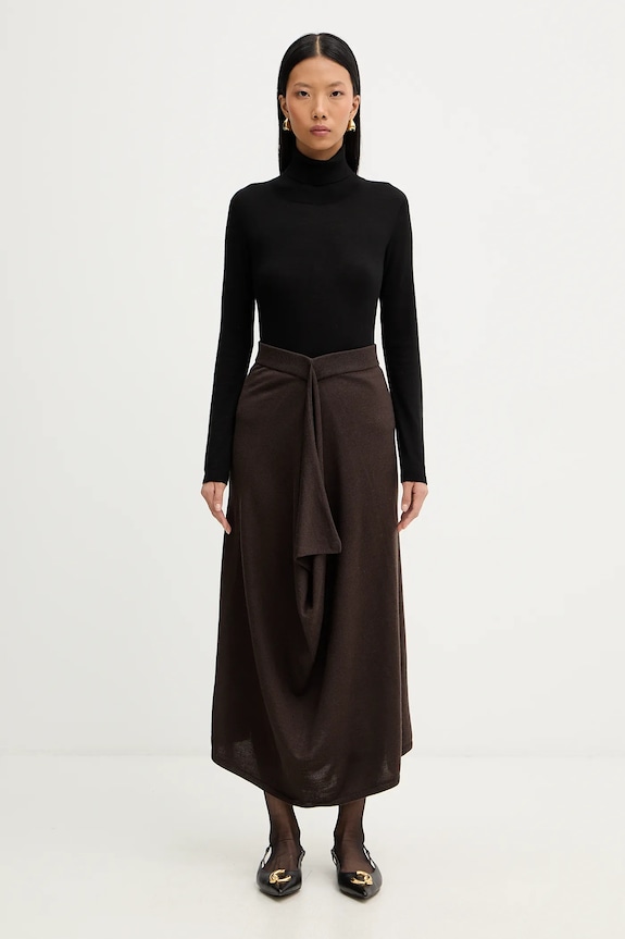 Μάλλινη φούστα Liviana Conti L5WA28 καφέ ZW25