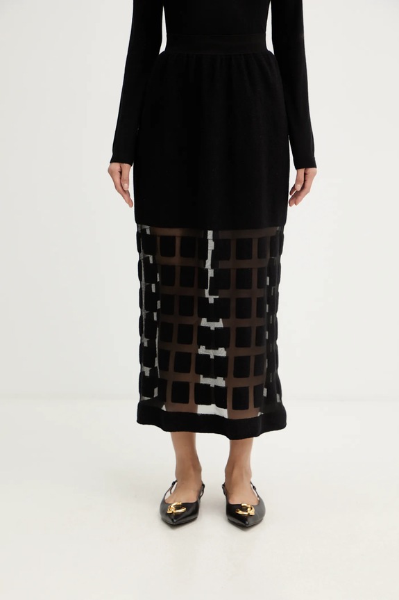 Μάλλινη φούστα Liviana Conti μαλλί μαύρο L5WA78