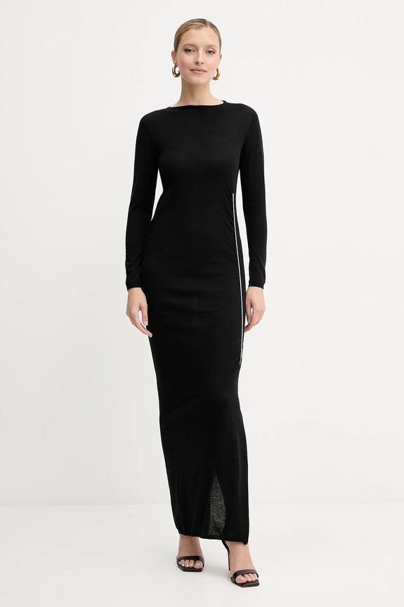 Liviana Conti gyapjú ruha hosszú fekete F5WA21
