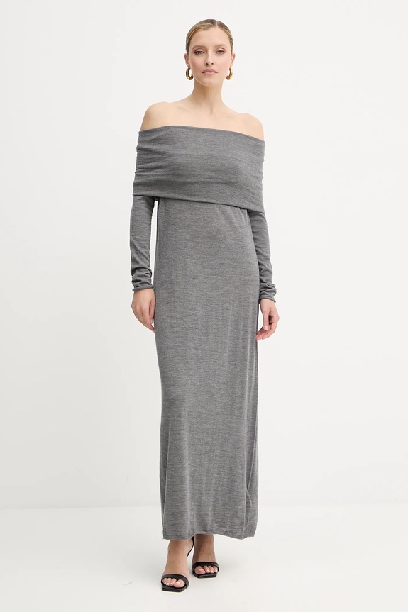 Μάλλινο φόρεμα Liviana Conti μακρύ γκρί F5WA47