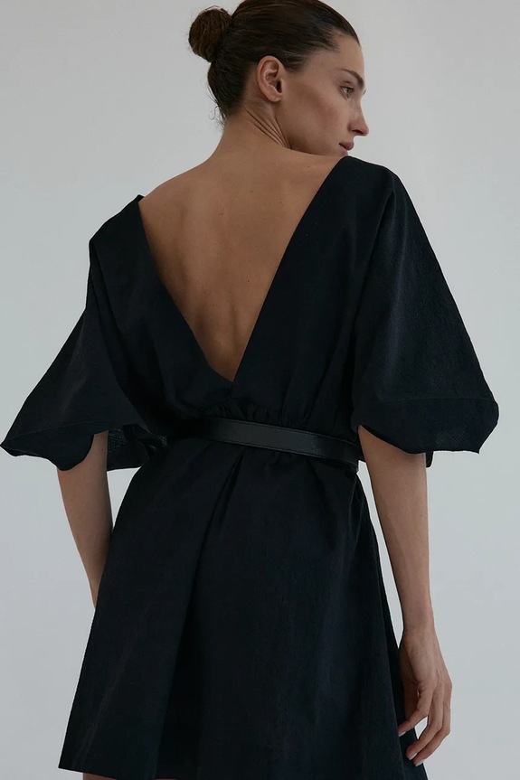 Muuv. rochie cu bumbac GATINHO suk.krot.kimono.GATINHO negru