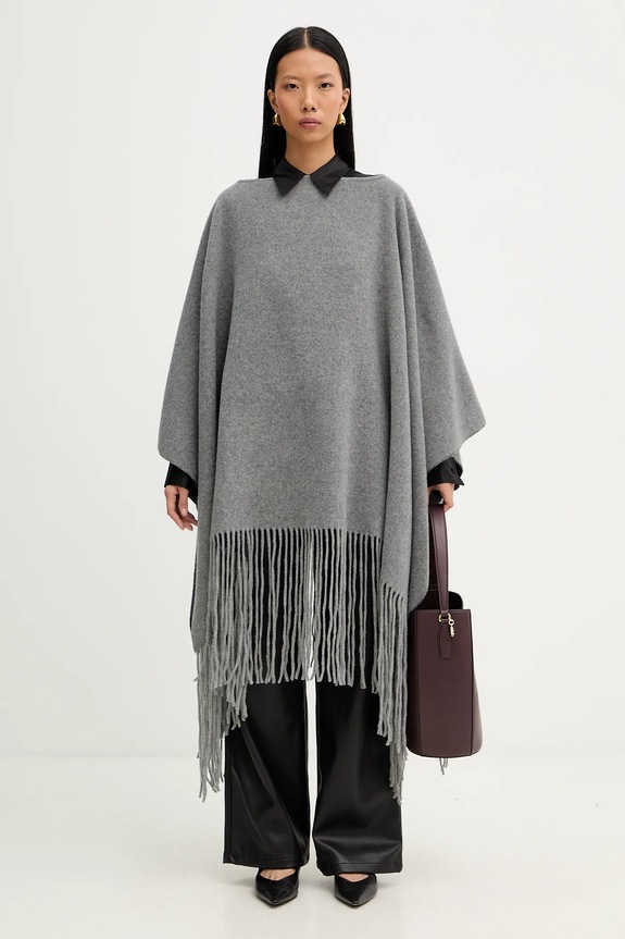 Μάλλινο πόντσο Liviana Conti A5WF58 γκρί ZW25