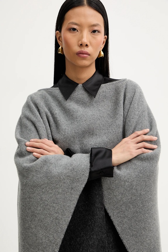 Μάλλινο πόντσο Liviana Conti γκρί A5WF58