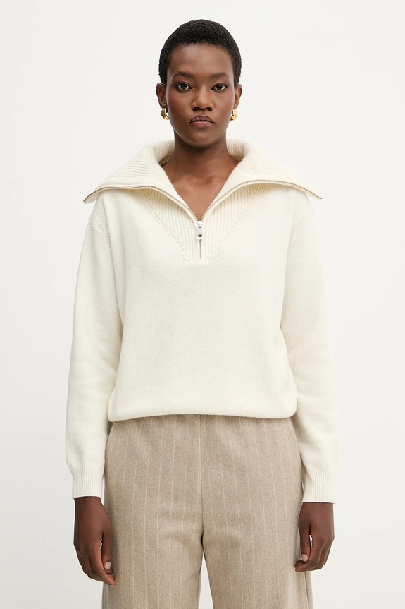 Πουλόβερ από κασμίρ Liviana Conti με μείγμα μαλλιού μπεζ F5WC10