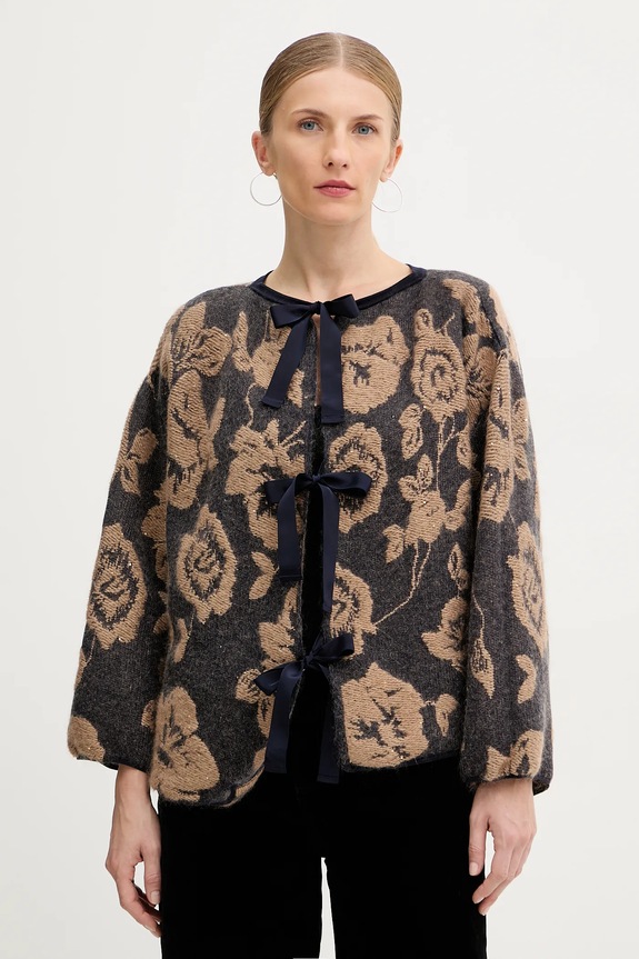 Liviana Conti cardigan din amestec de lână imprimeu maro L5WG67