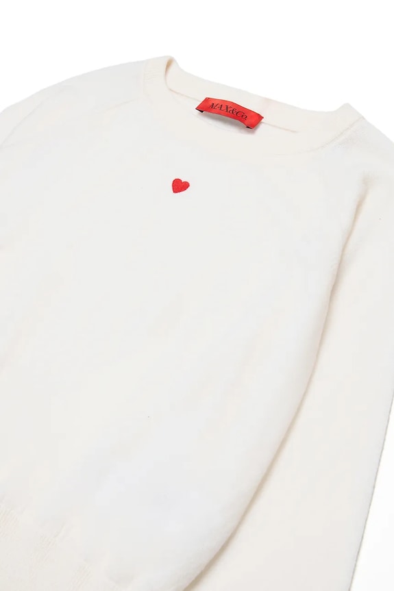 Dziewczynka MAX&Co. sweter wełniany dziecięcy MAXK1F KNITWEAR MX0003 biały