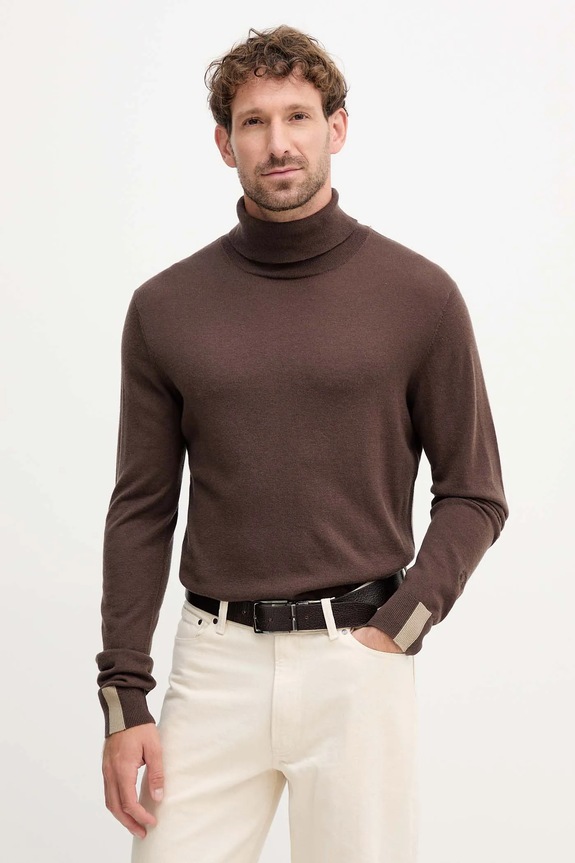 Mos Mosh pulóver gyapjúkeverékből ADAM selyemszállal barna 503343