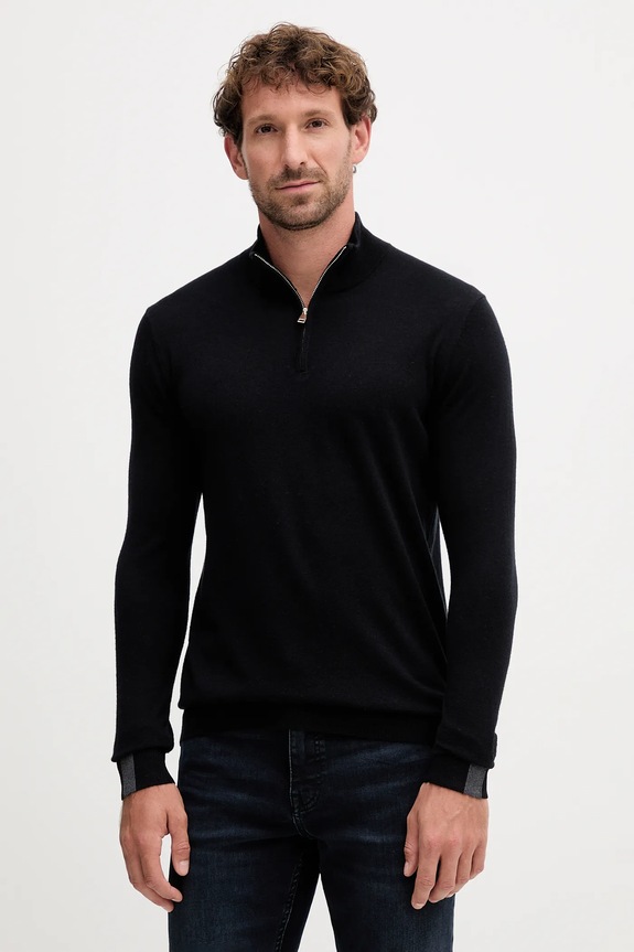 Mos Mosh sweter z wełną ADAM zapinany czarny 503342