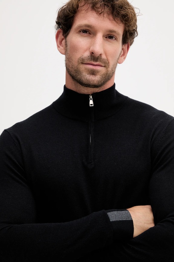 Mos Mosh sweter z wełną ADAM czarny 503342