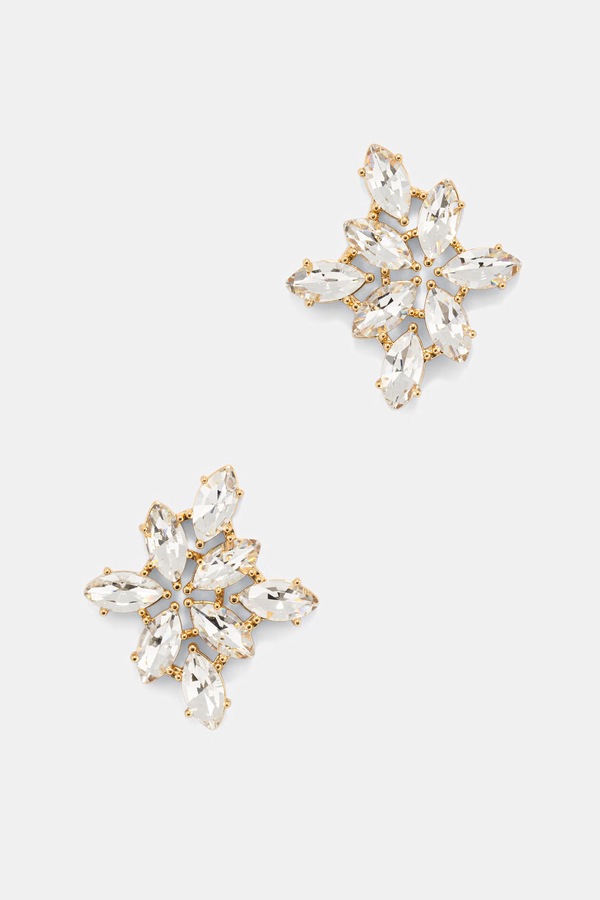 Сережки жіночі позолочені з шліфованим склом Lilou Glamour