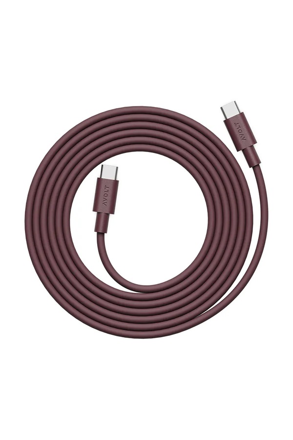 Зарядний usb кабель Avolt Bauhaus-Archiv USB-C to USB-C / 2m колір бордовий