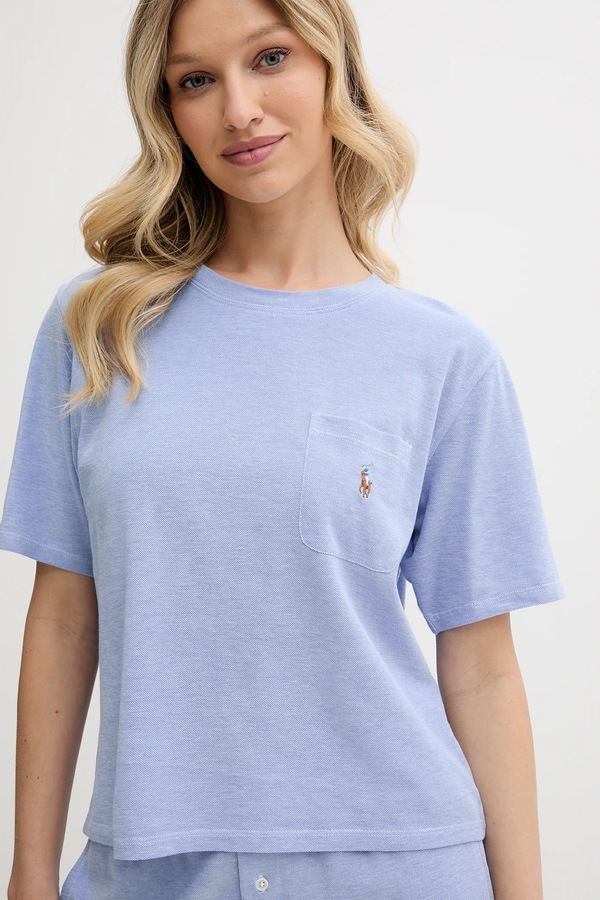 Роздільна піжама жіноча з бавовною Polo Ralph Lauren колір блакитний фото 2