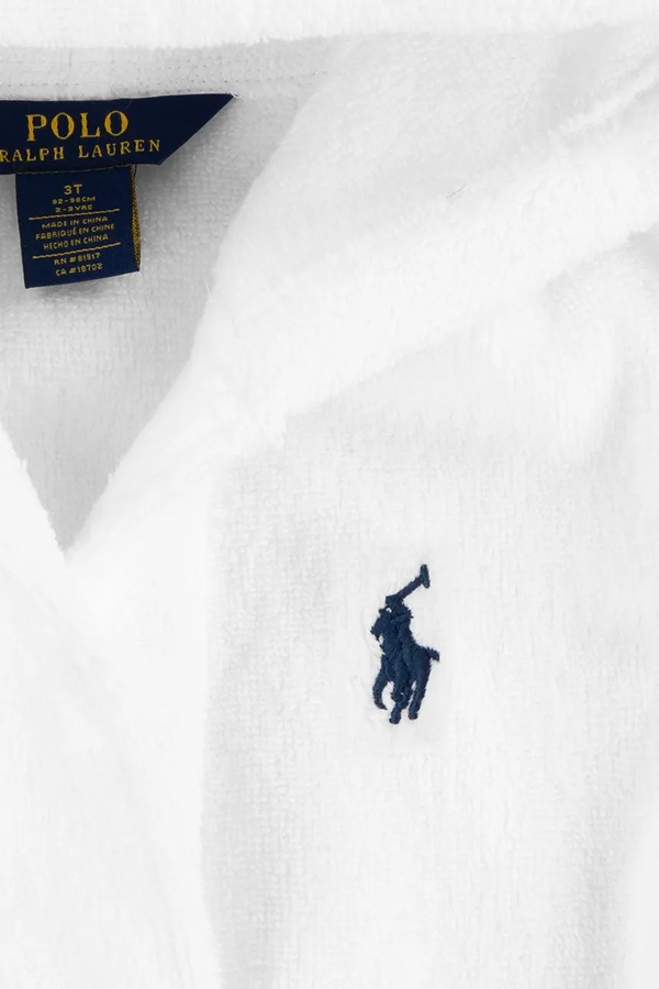 Детский хлопковый халат Polo Ralph Lauren цвет белый фото 2