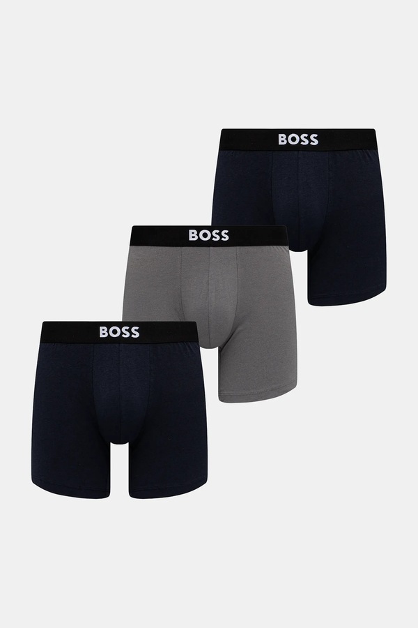Облегающие боксеры мужские хлопковые с эластаном BoxerBr 3P BOSS ONE 3 шт. цвет серый