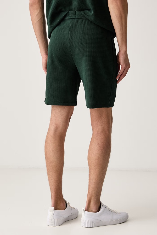 Шорти loungewear чоловічі з бавовною BOSS Waffle Shorts колір зелений фото 2