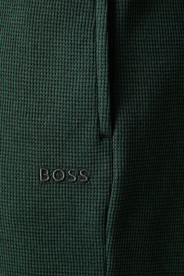 Шорти loungewear чоловічі з бавовною BOSS Waffle Shorts колір зелений фото 4