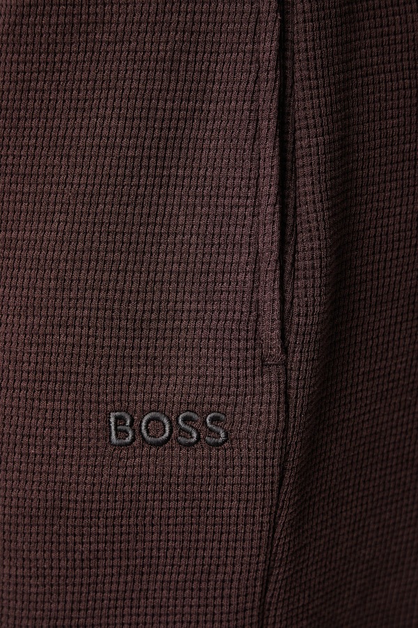 Шорти loungewear чоловічі з бавовною BOSS Waffle Shorts колір коричневий фото 4
