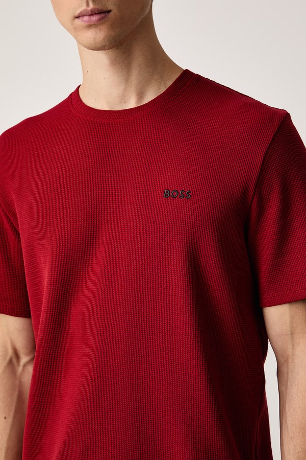 Футболка lounge чоловіча BOSS Waffle T-Shirt колір червоний фото 4