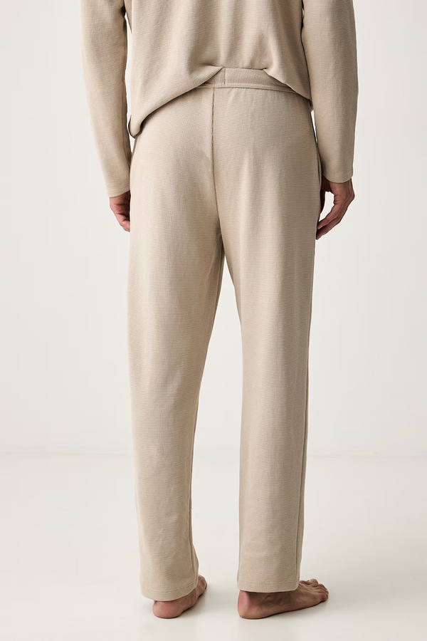 Спортивні штани чоловічі з бавовною BOSS Waffle Pants колір бежевий фото 3