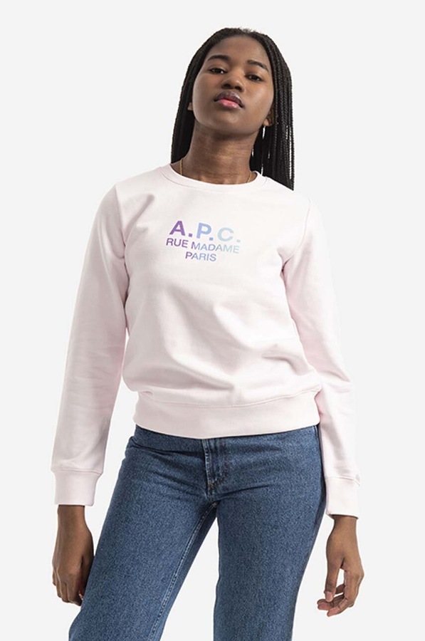 Бавовняна кофта A.P.C. Sweat Mathilda колір рожевий