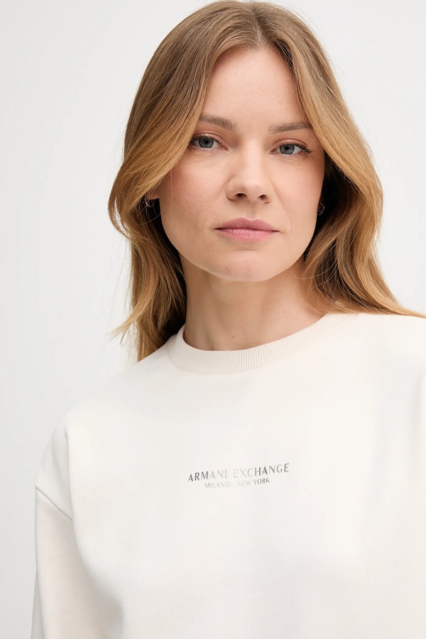 Хлопковая кофта Armani Exchange цвет бежевый фото 2