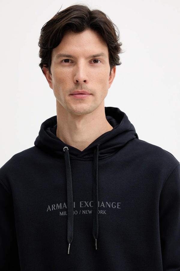 Бавовняна кофта Armani Exchange колір синій фото 4