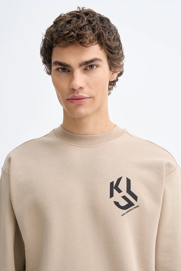 Кофта чоловіча з бавовною Karl Lagerfeld Jeans колір бежевий фото 4