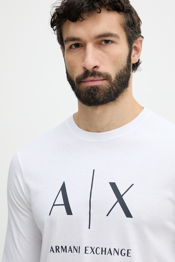 Лонгслів чоловічий бавовняний Armani Exchange колір білий фото 4