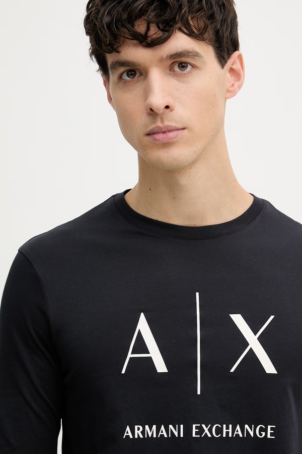 Лонгслів чоловічий бавовняний Armani Exchange колір темно-синій фото 2