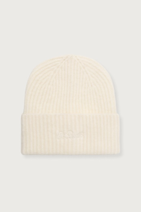 Шапка beanie жіноча з додаванням вовни альпаки MC2 Saint Barth колір білий