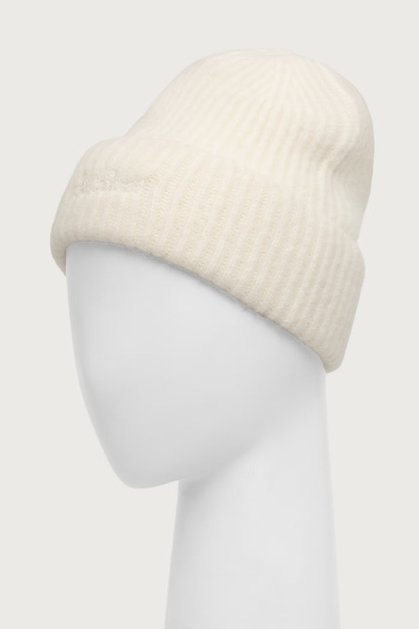 Шапка beanie жіноча з додаванням вовни альпаки MC2 Saint Barth колір білий фото 2