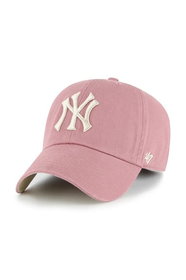 Бавовняна бейсболка 47 brand MLB New York Yankees колір рожевий