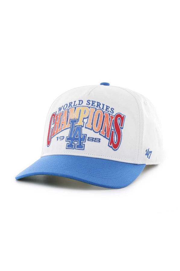 Бавовняна бейсболка 47 brand MLB Los Angeles Dodgers колір білий