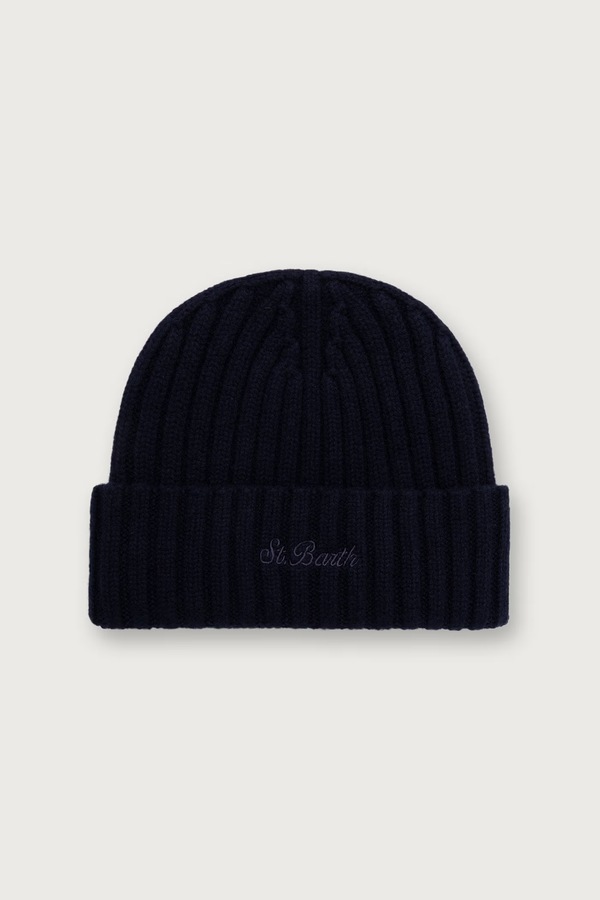 Шапка beanie вовняна MC2 Saint Barth колір чорний