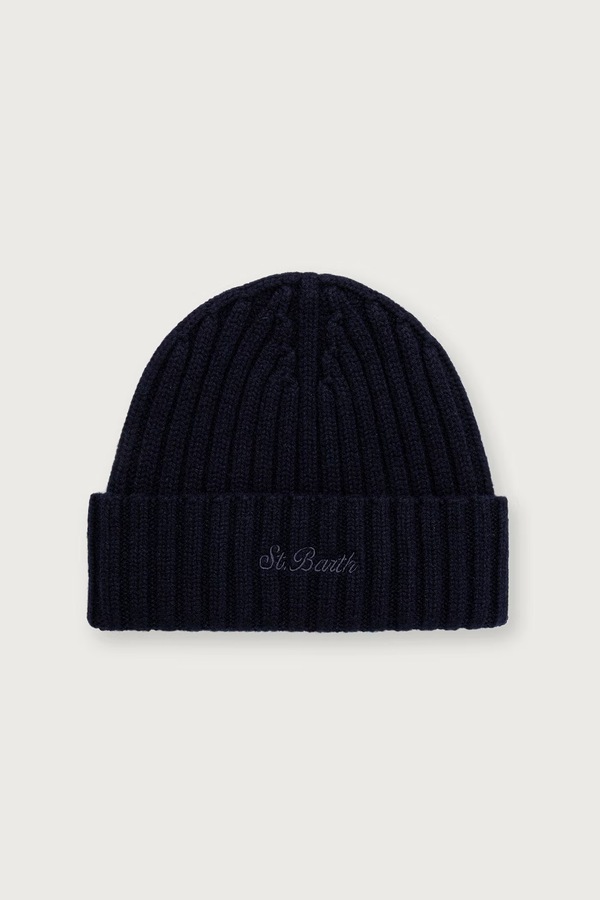 Шапка beanie вовняна MC2 Saint Barth колір чорний